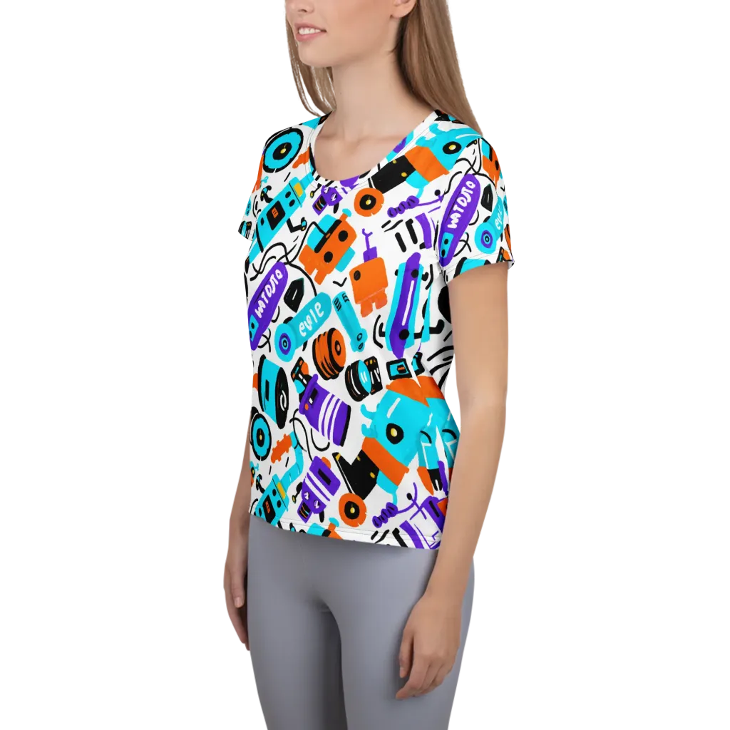 Robo Rave on Women's Athletic T-Shirt — Left