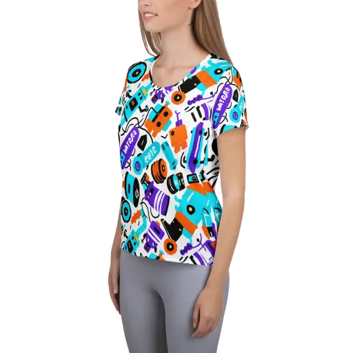 Robo Rave on a Women's Athletic T-Shirt