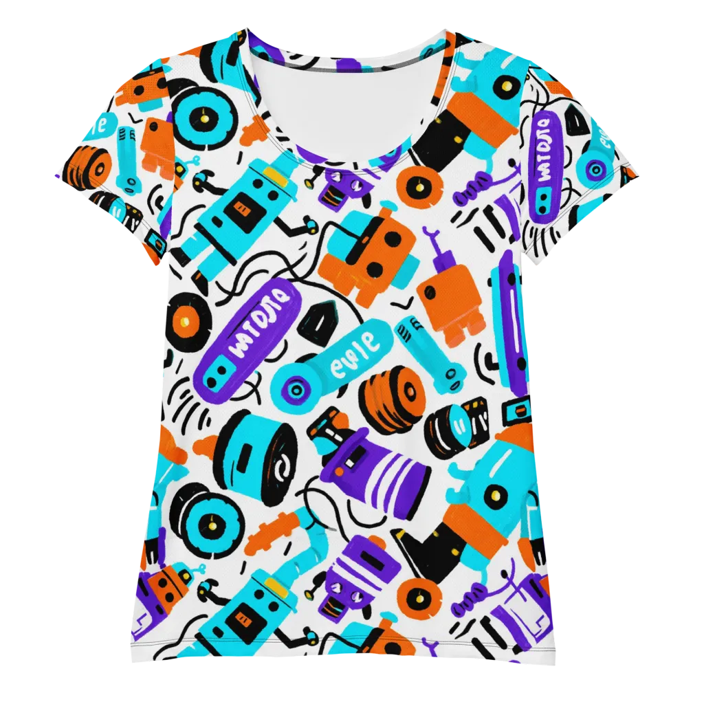 Robo Rave on Women's Athletic T-Shirt — Front