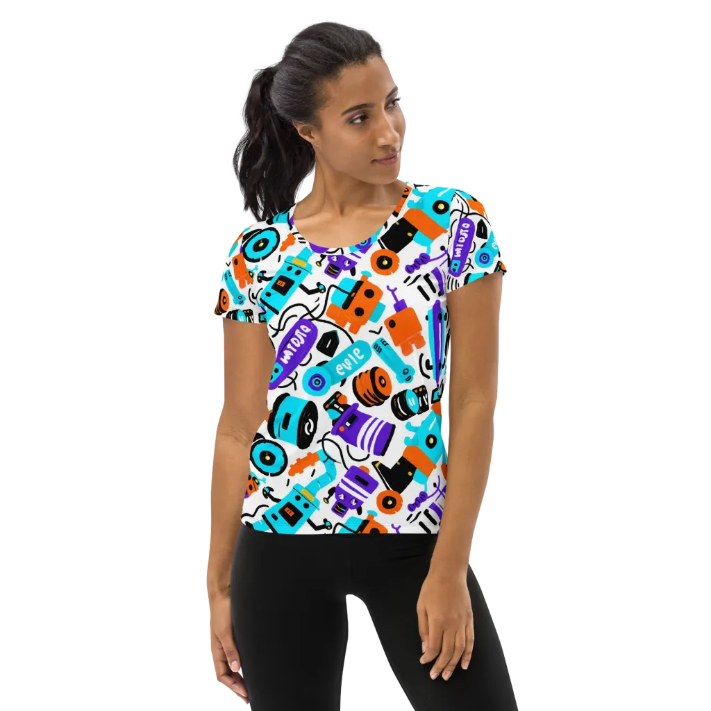 Robo Rave on Women's Athletic T-Shirt — Front