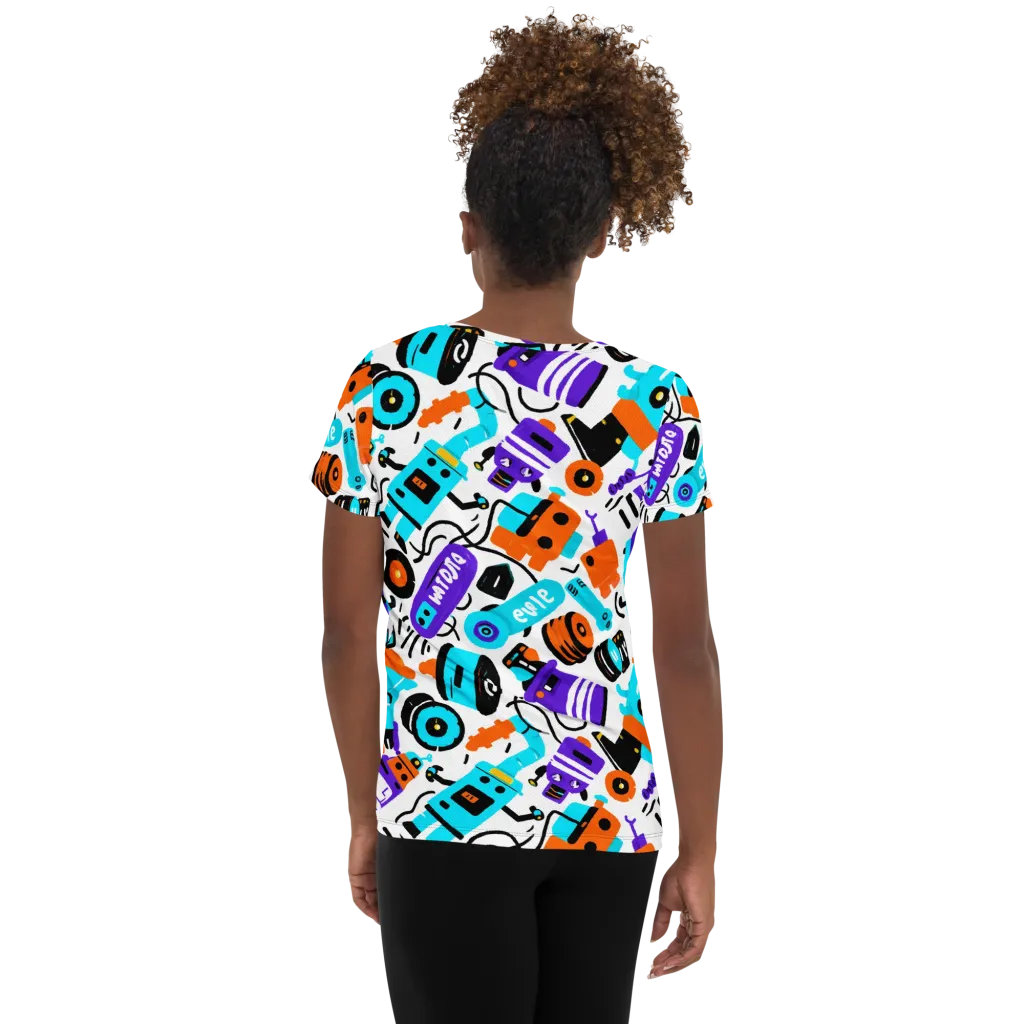 Robo Rave on Women's Athletic T-Shirt — Back