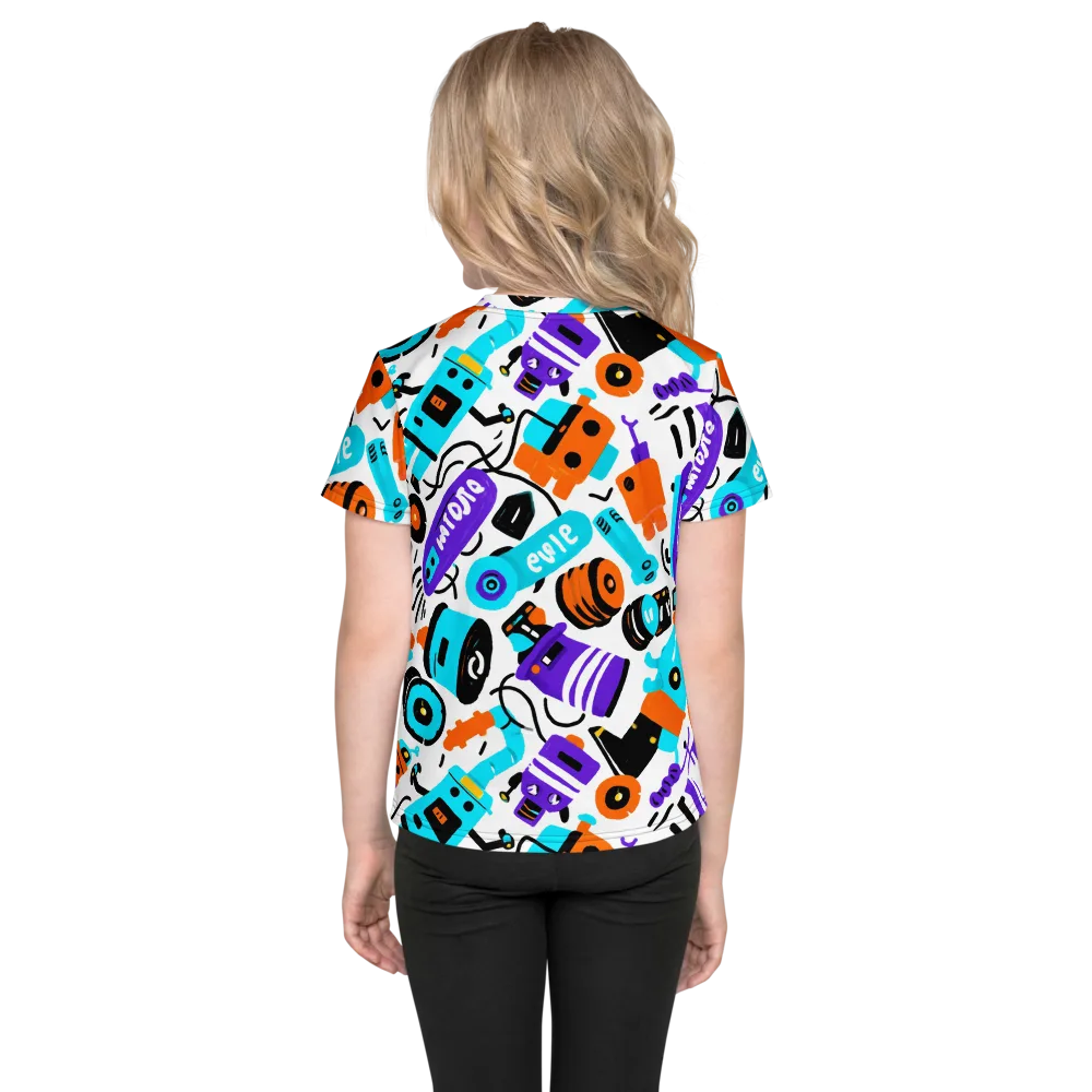 Robo Rave on Kids Crew Neck T-Shirt — Back