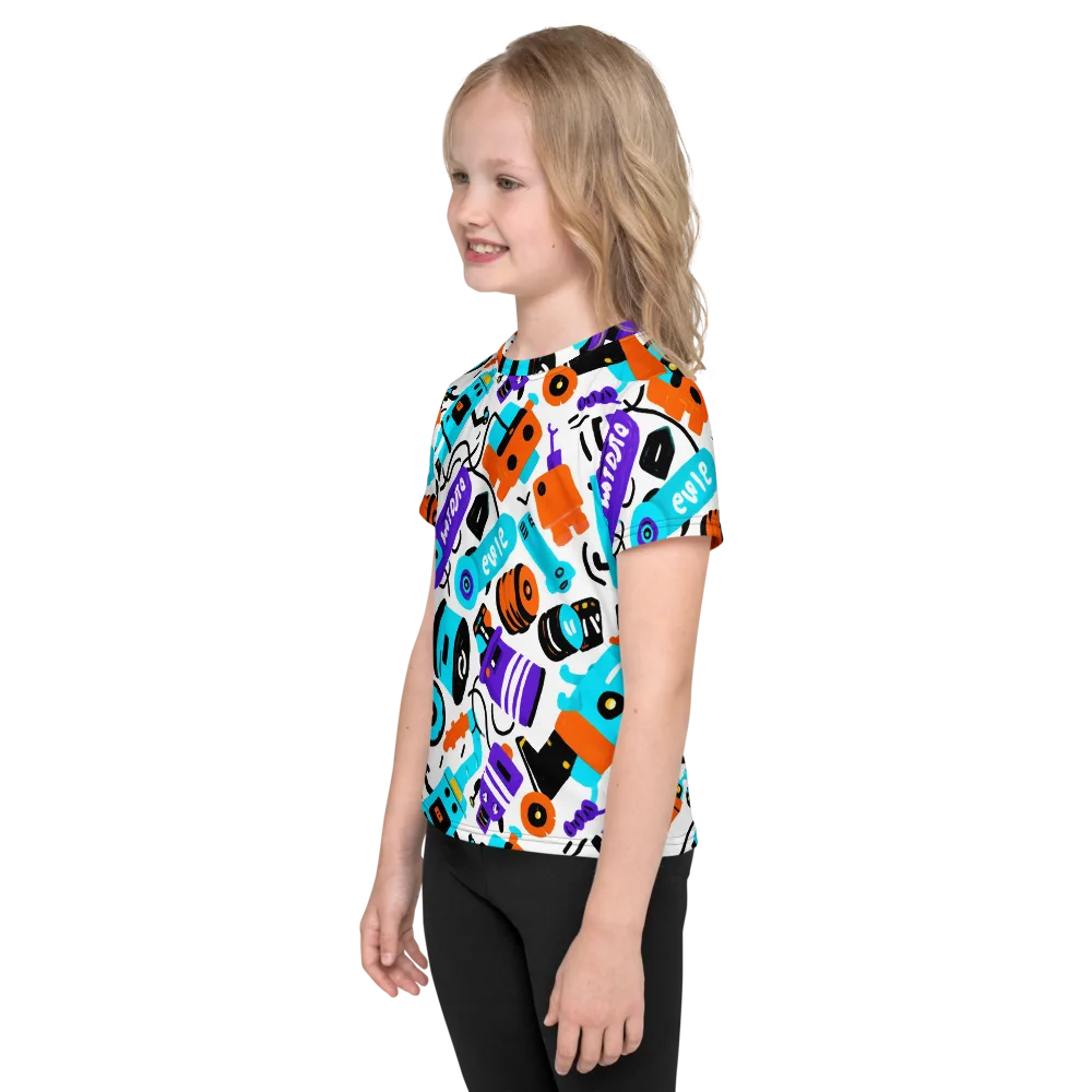 Robo Rave on Kids Crew Neck T-Shirt — Left