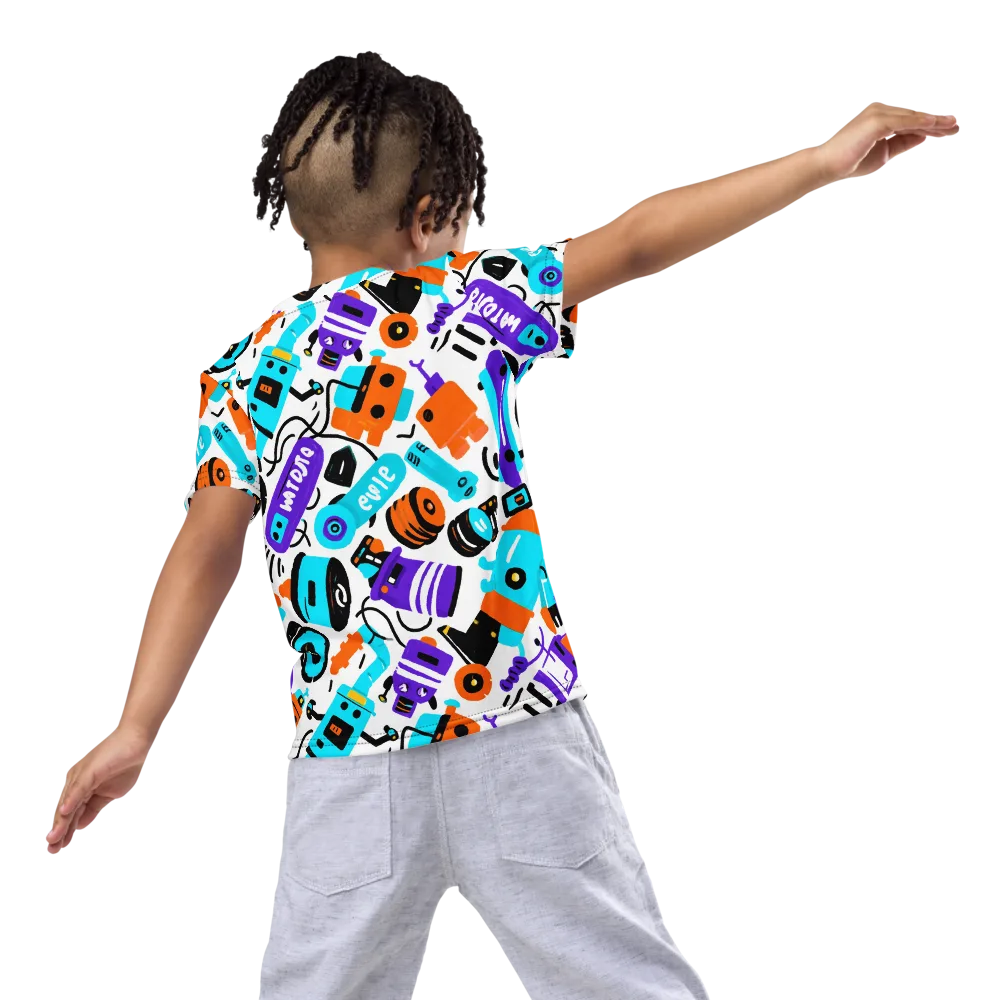 Robo Rave on Kids Crew Neck T-Shirt — Back