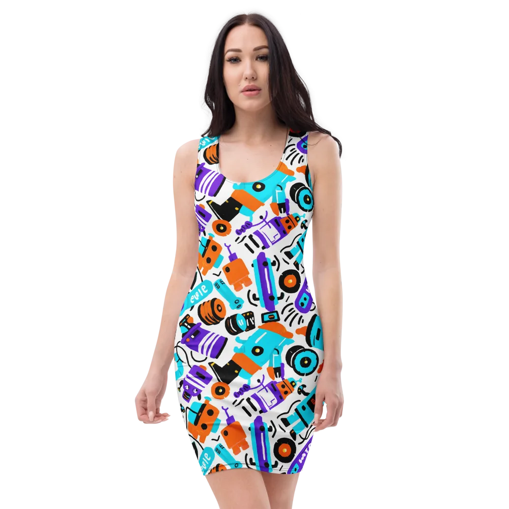 Robo Rave on Bodycon Dress — Front