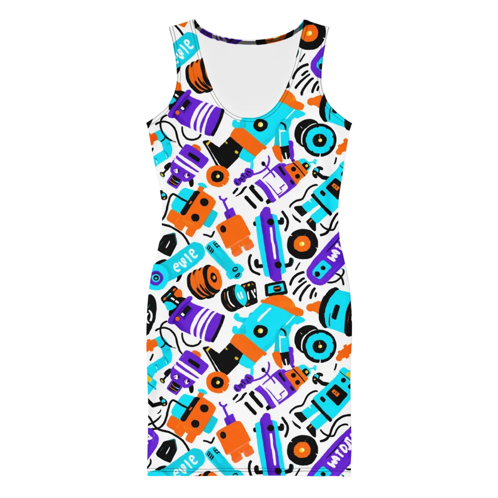 Robo Rave on Bodycon Dress — Front