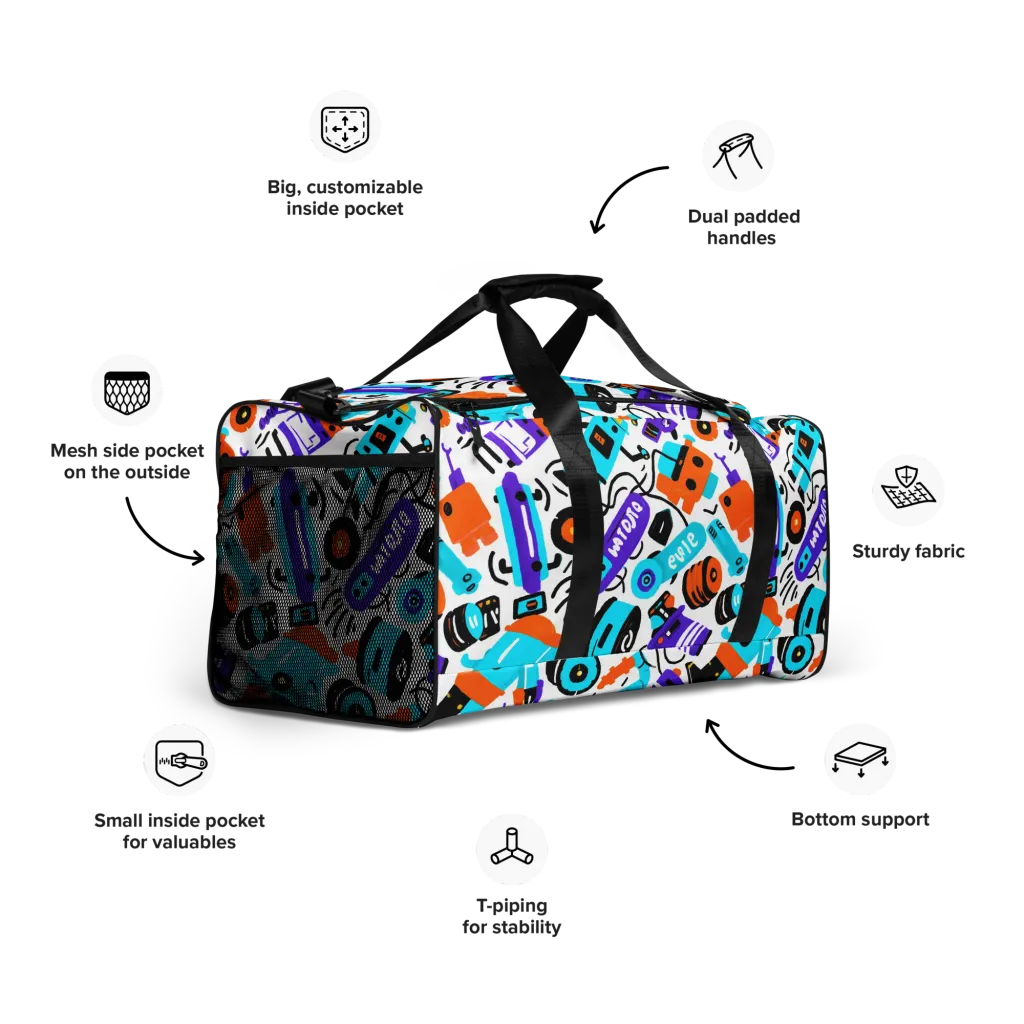 Robo Rave on Duffle Bag — Right Front