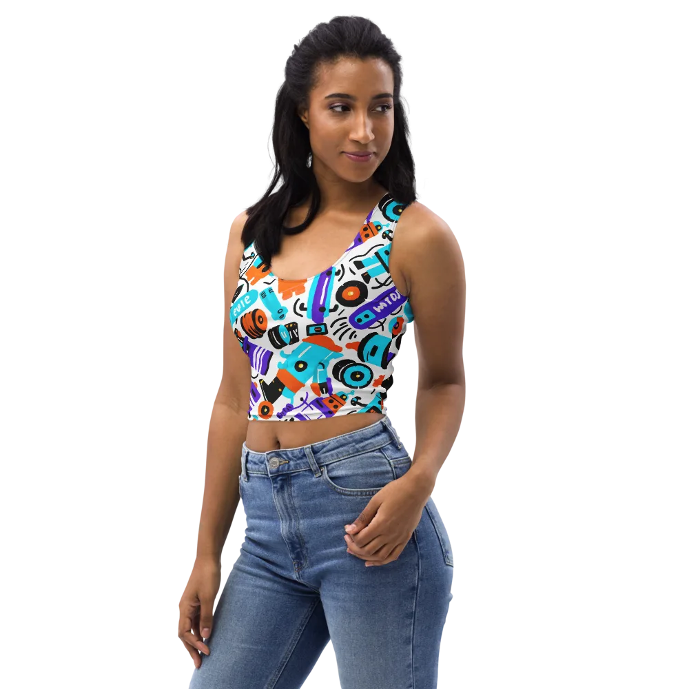 Robo Rave on Crop Top — Left Front