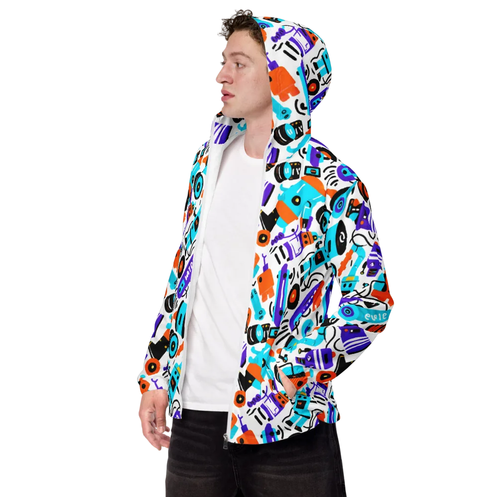 Robo Rave on Men's Windbreaker — Left Front