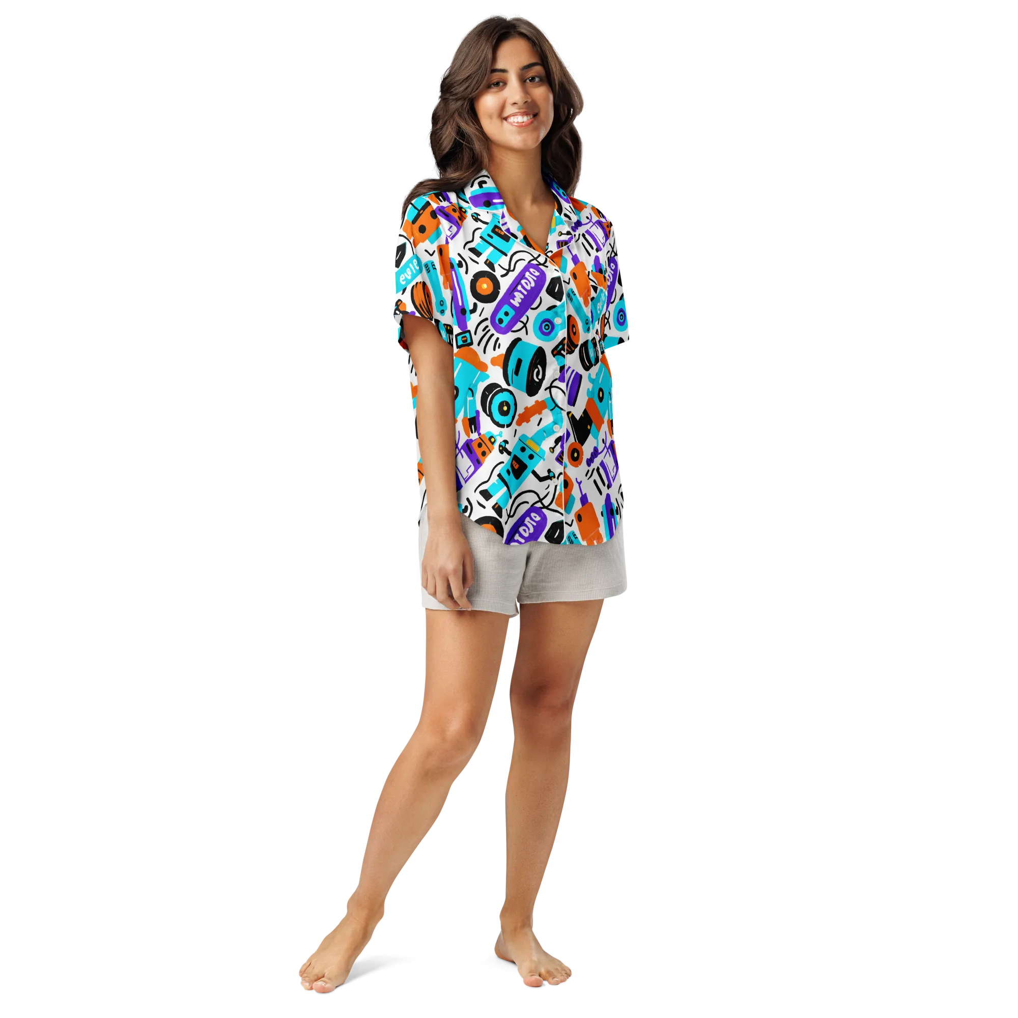 Robo Rave on Women's Short Sleeve Pajama Top — Front