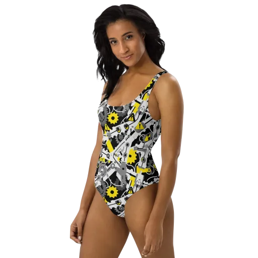 Chrome Hazard on a One-Piece Swimsuit