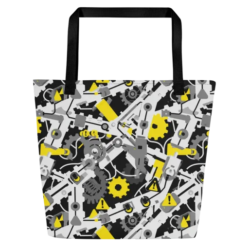 Chrome Hazard on a Large Tote Bag W/ Pocket