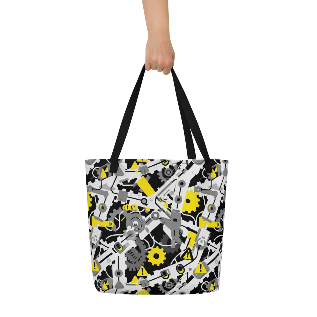 Chrome Hazard on Large Tote Bag W/ Pocket — Front