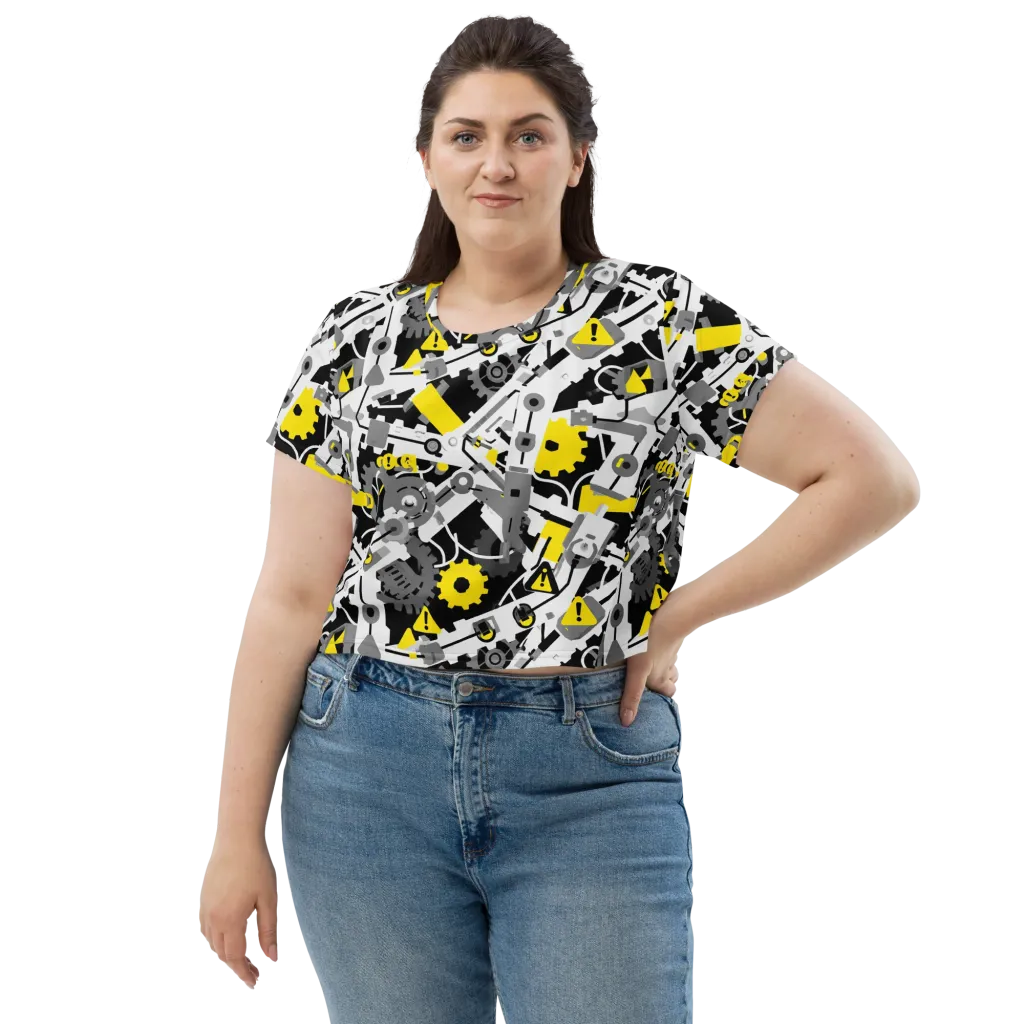 Chrome Hazard on Crop Tee — Front