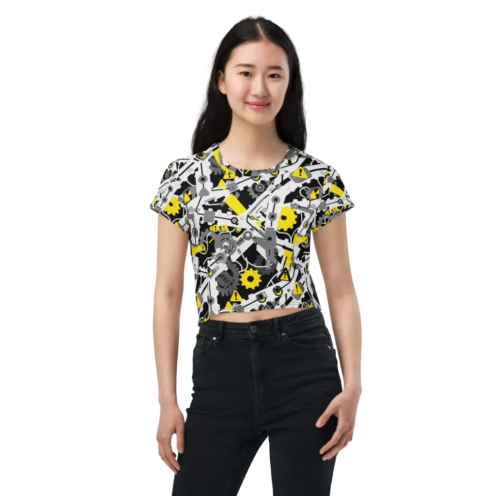 Chrome Hazard on Crop Tee — Front