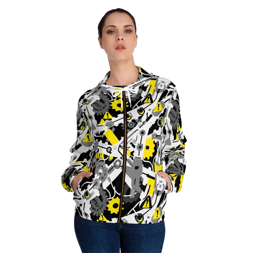 Chrome Hazard on Women's Full-Zip Hoodie — Front On Person