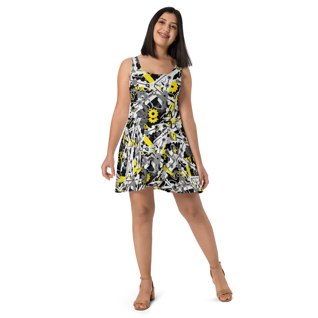 Chrome Hazard on Skater Dress — Front