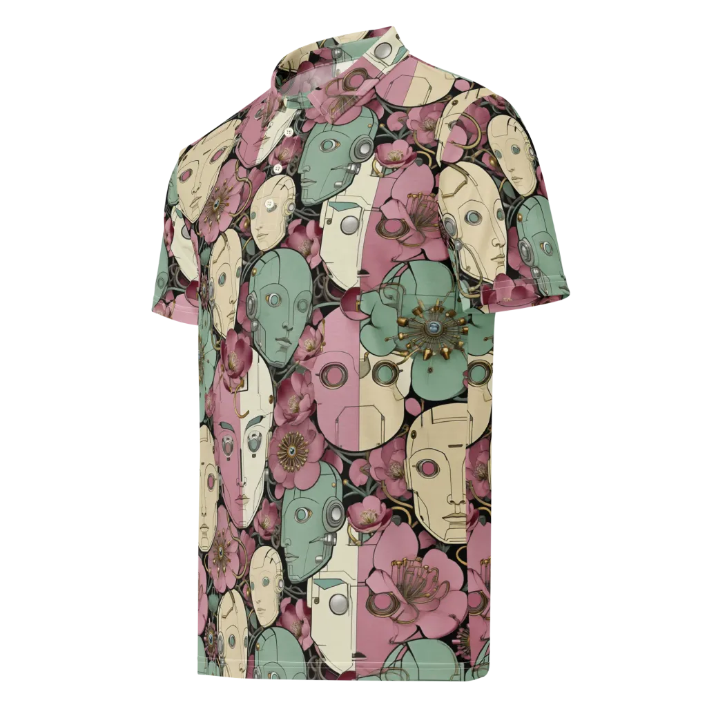 Botanical Automata on Men's Slim Fit Polo Shirt — Left Front