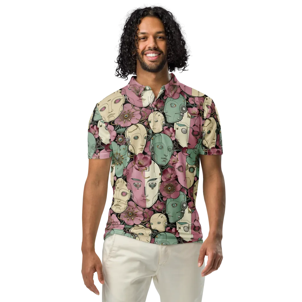 Botanical Automata on Men's Slim Fit Polo Shirt — Front