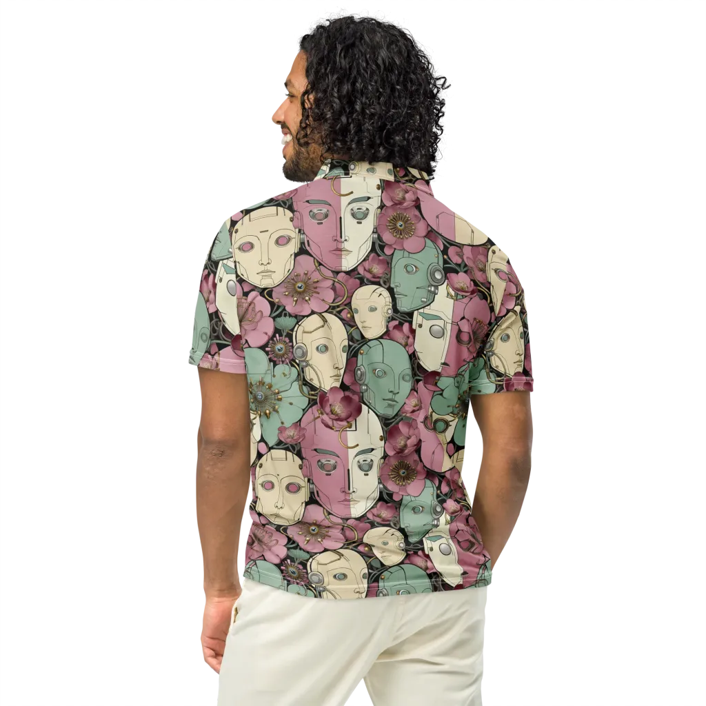 Botanical Automata on Men's Slim Fit Polo Shirt — Back
