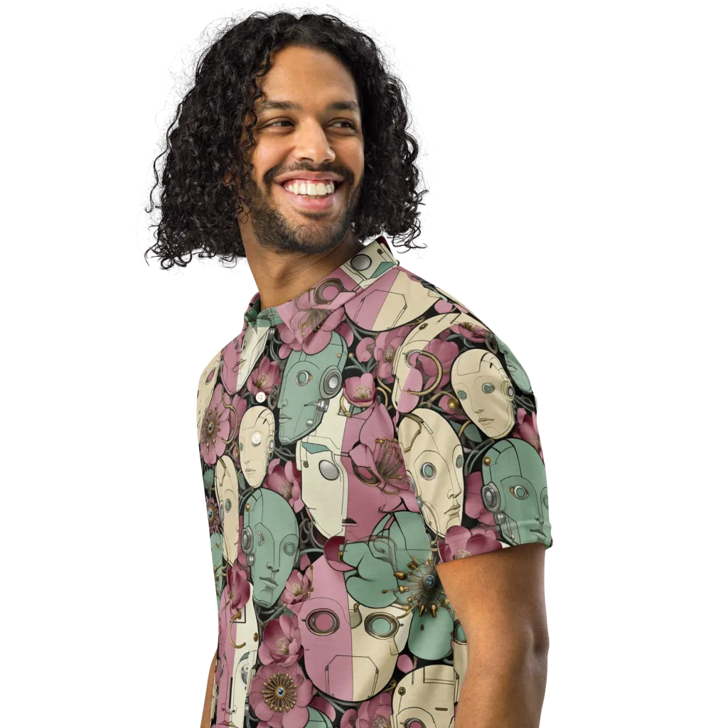 Botanical Automata on Men's Slim Fit Polo Shirt — Left Front