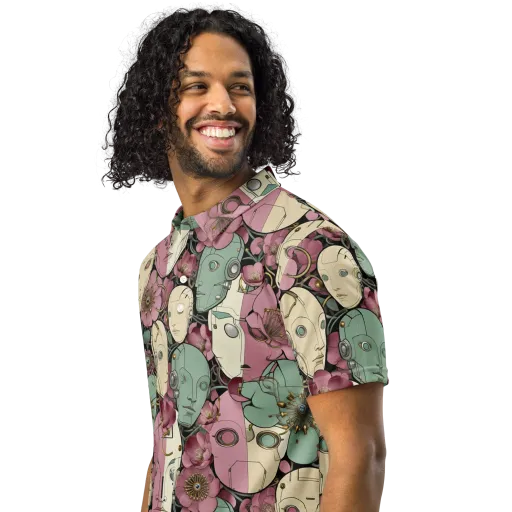 Botanical Automata on a Men's Slim Fit Polo Shirt