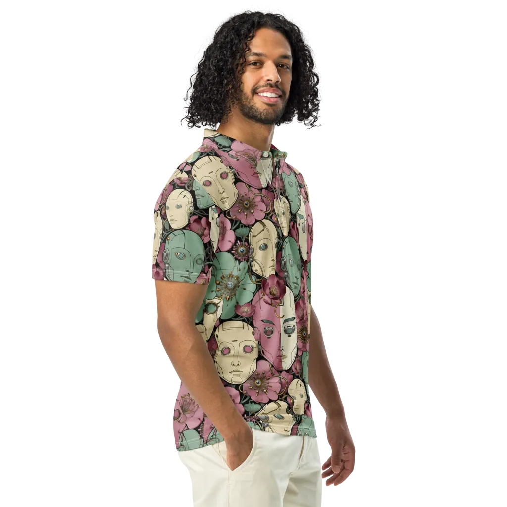 Botanical Automata on Men's Slim Fit Polo Shirt — Right Front