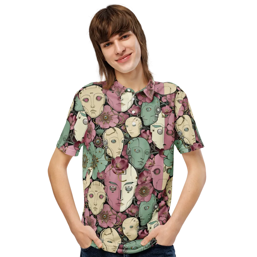 Botanical Automata on Men's Slim Fit Polo Shirt — Front