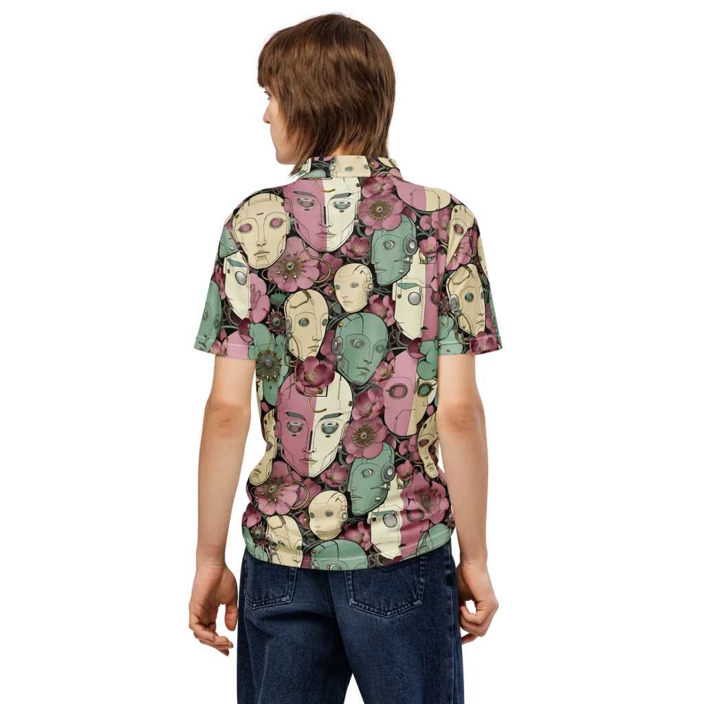 Botanical Automata on Men's Slim Fit Polo Shirt — Back