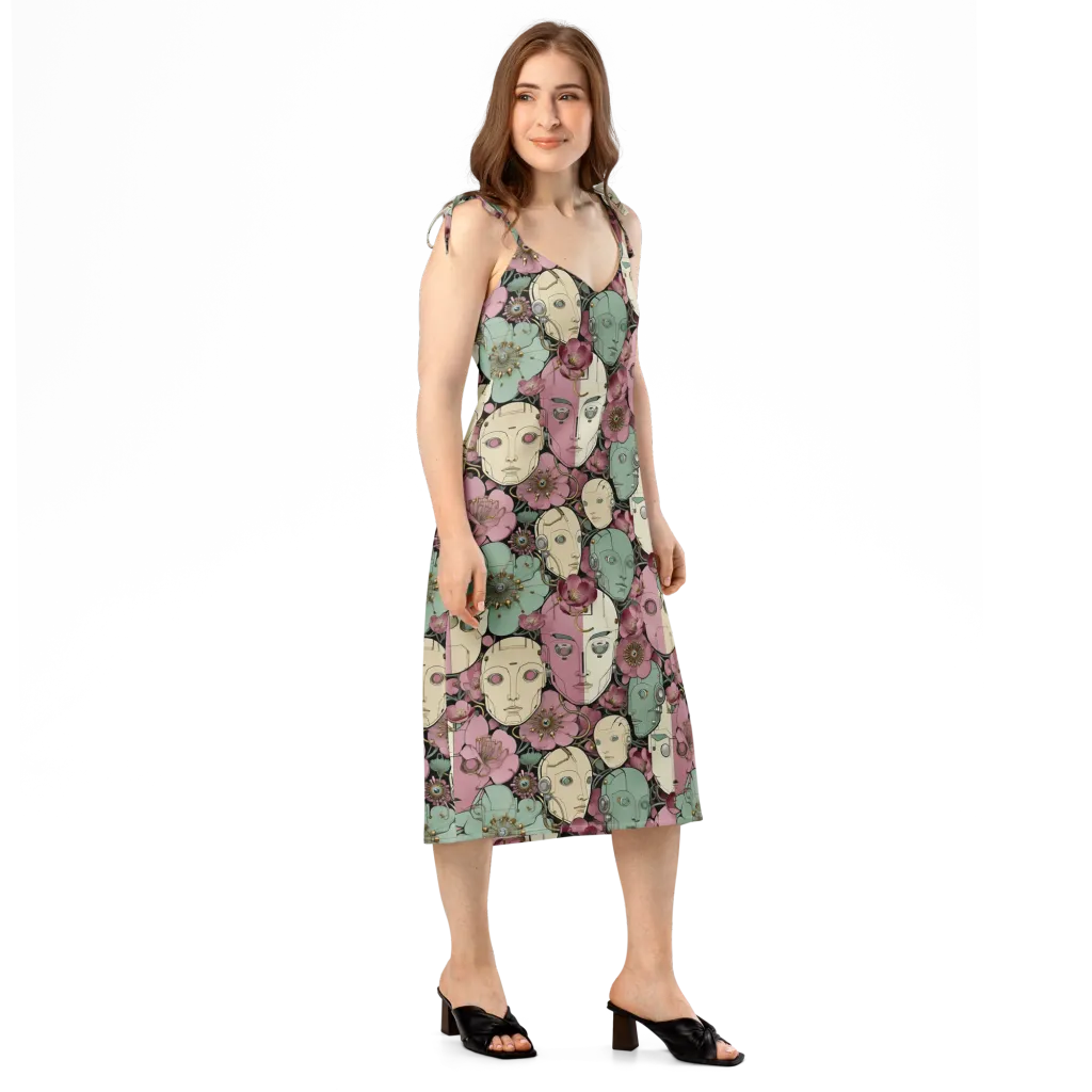 Botanical Automata on Slip Dress — Right Front