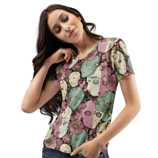 Botanical Automata on a Women's Crew Neck T-Shirt