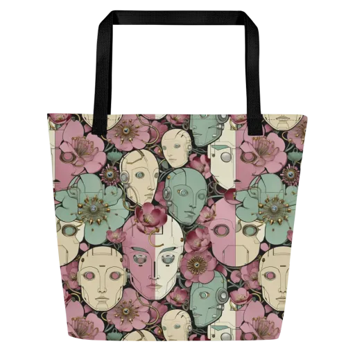 Botanical Automata on a Large Tote Bag W/ Pocket