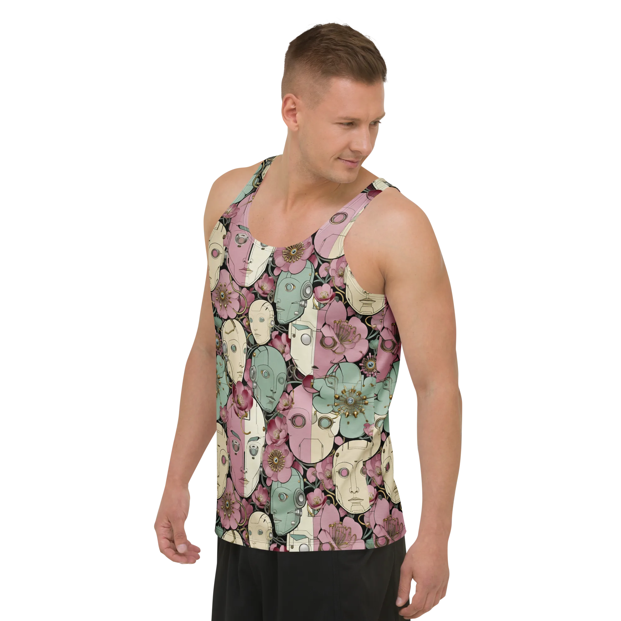 Botanical Automata on Men's Tank Top — Left Front
