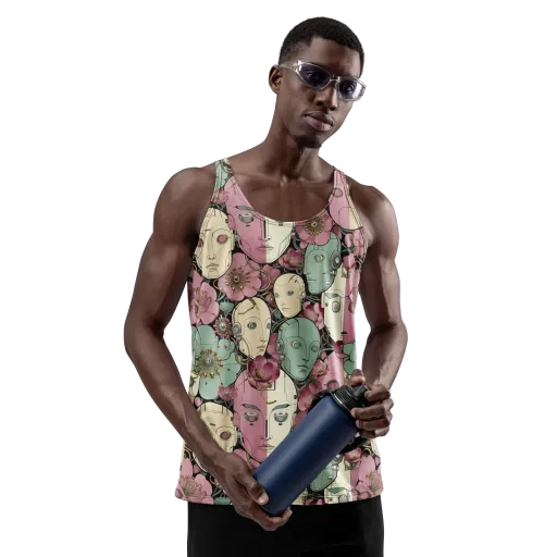 Botanical Automata on a Men's Tank Top