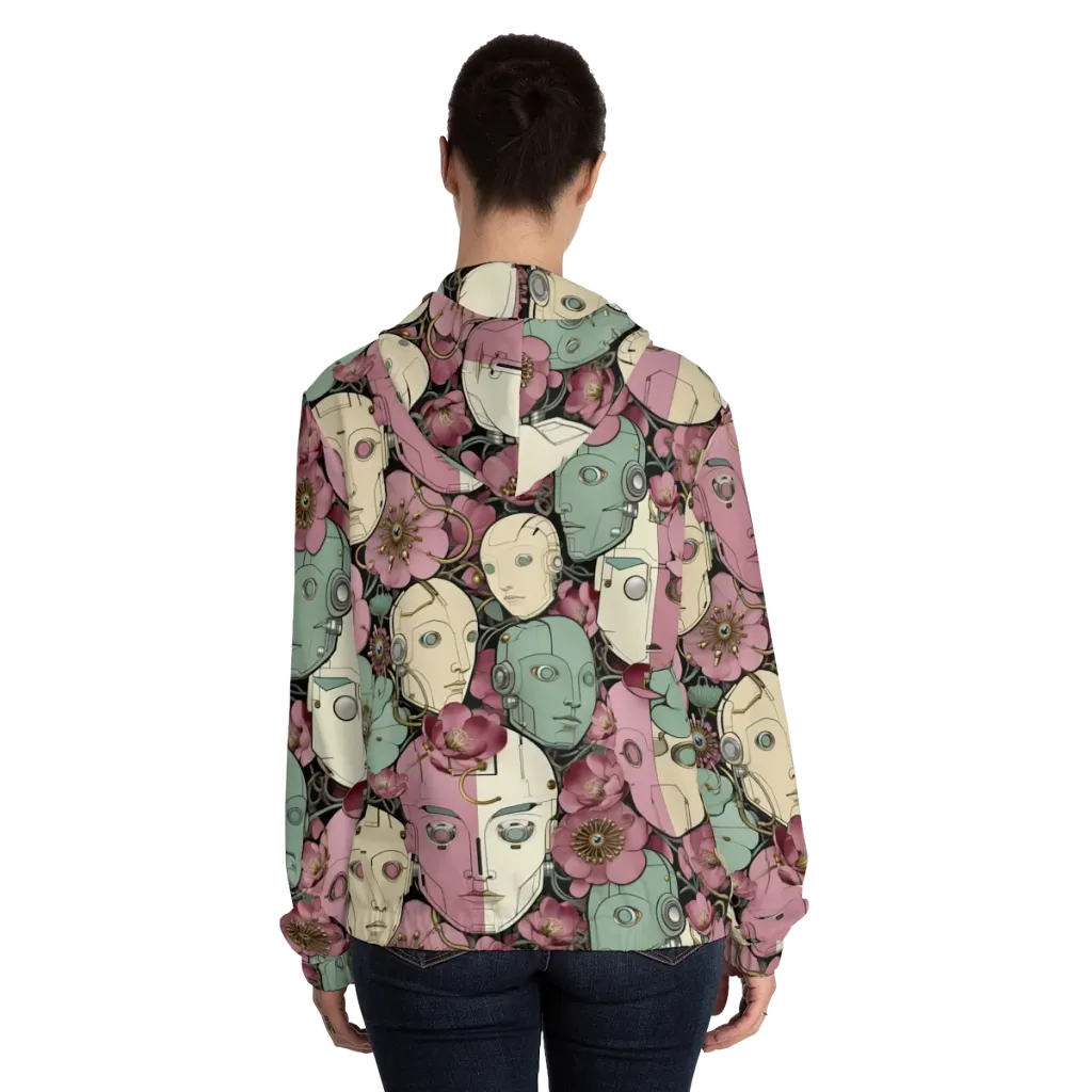 Botanical Automata on Women's Full-Zip Hoodie — Back On Person