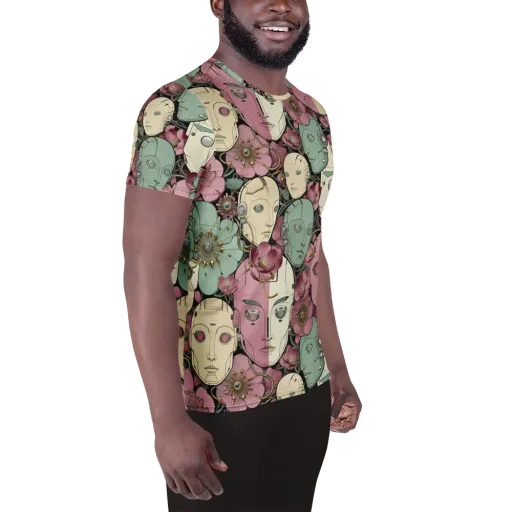 Botanical Automata on a Men's Athletic T-Shirt