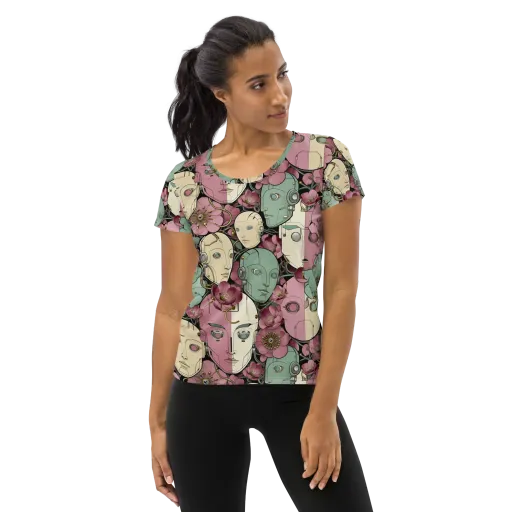 Botanical Automata on a Women's Athletic T-Shirt