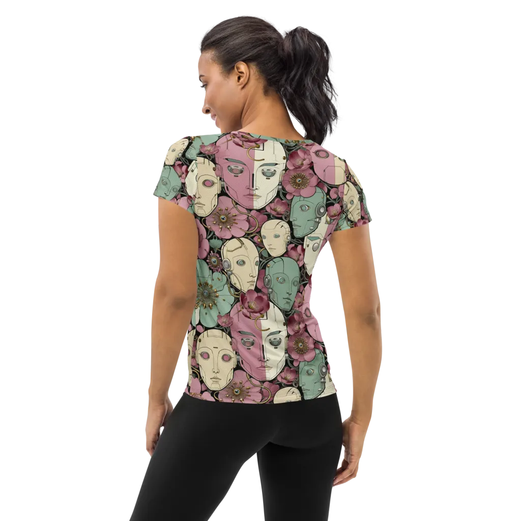 Botanical Automata on Women's Athletic T-Shirt — Back