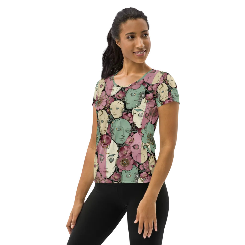 Botanical Automata on Women's Athletic T-Shirt — Left