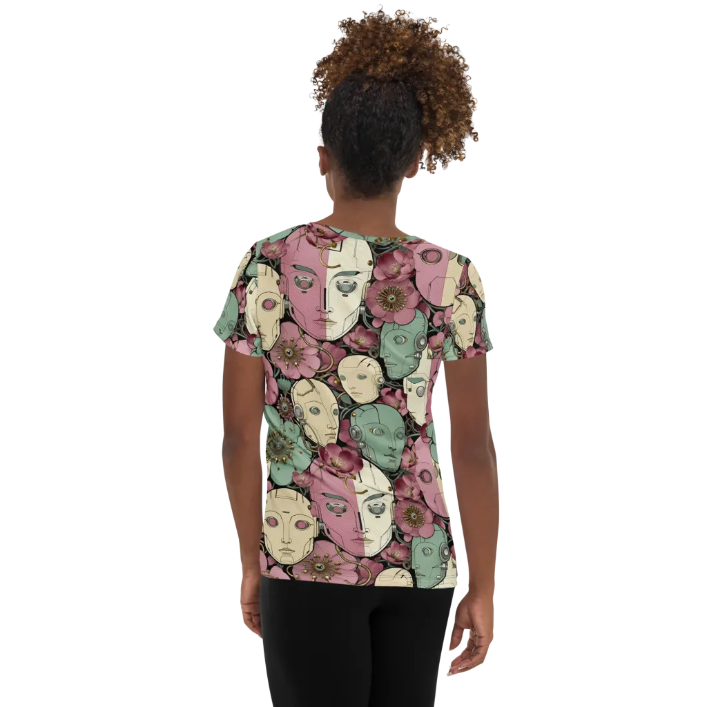 Botanical Automata on Women's Athletic T-Shirt — Back