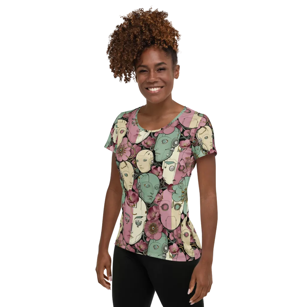 Botanical Automata on Women's Athletic T-Shirt — Left