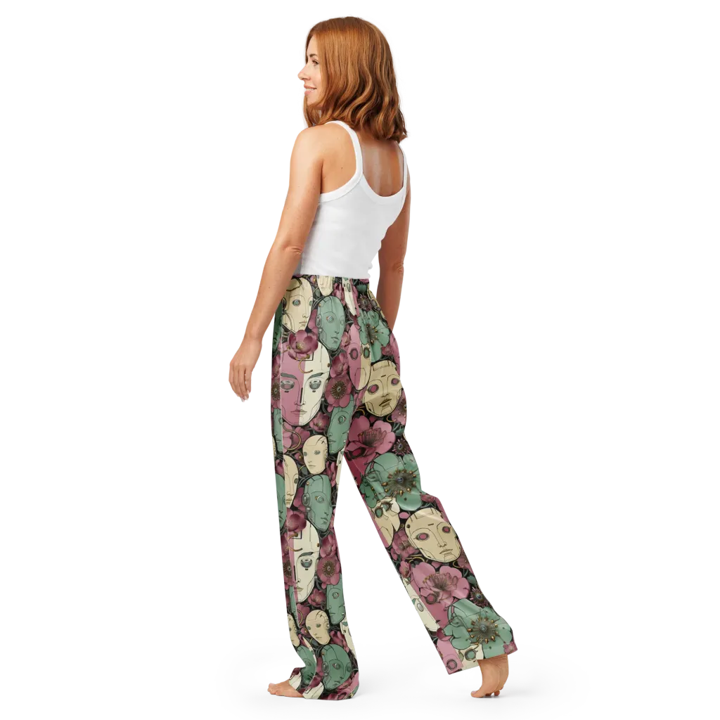 Botanical Automata on Women's Pajama Pants — Back