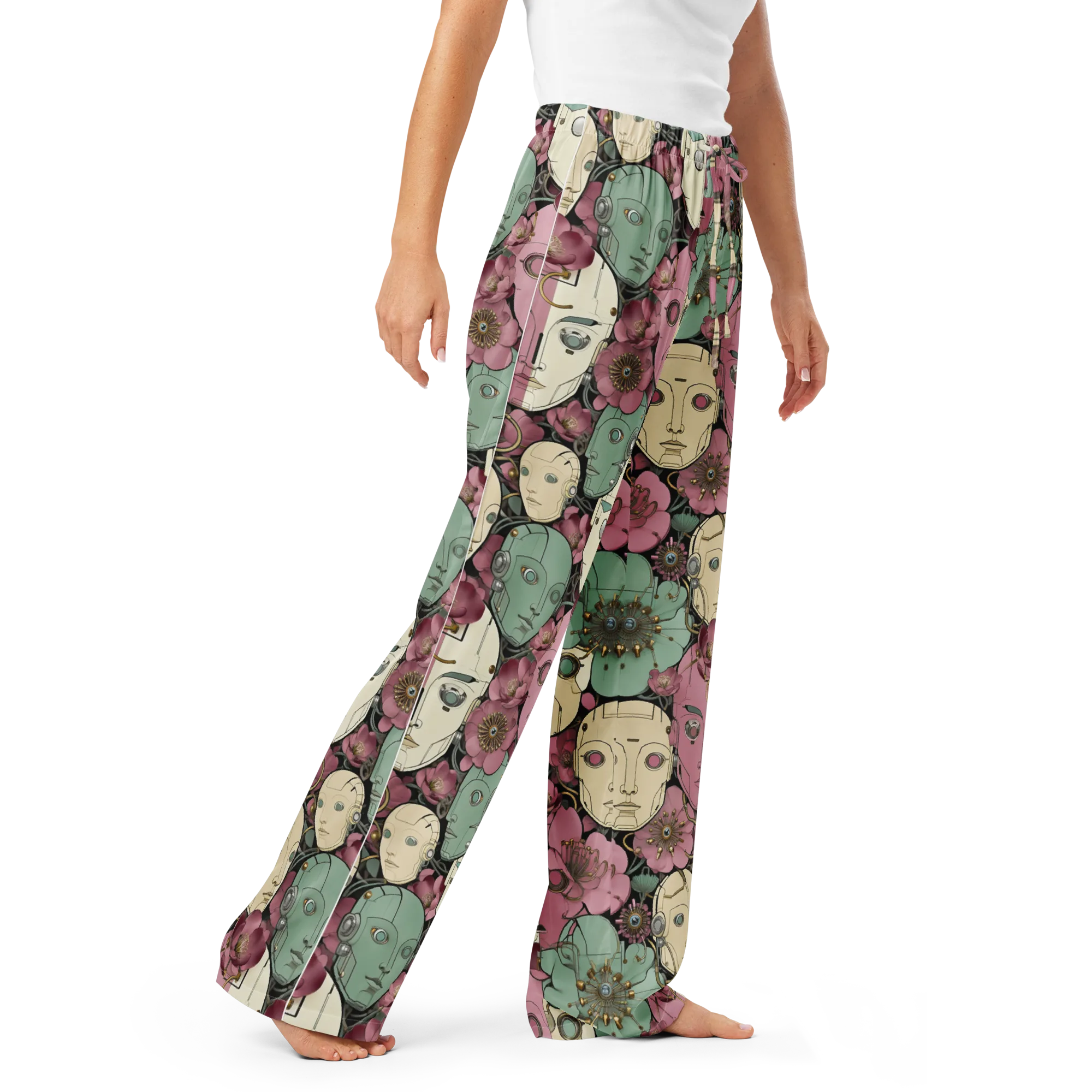 Botanical Automata on Women's Pajama Pants — Right Front