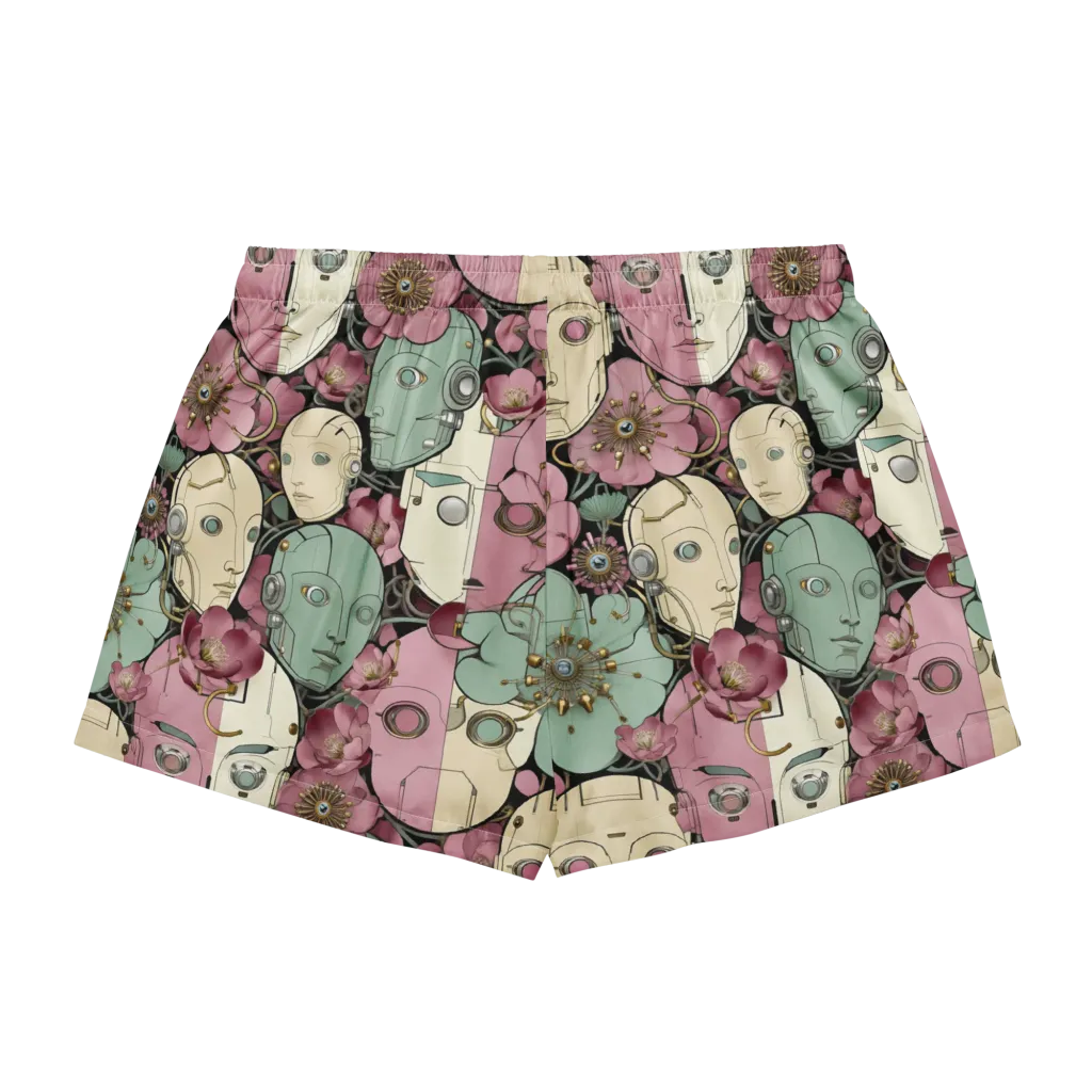 Botanical Automata on Women's Pajama Shorts — Back