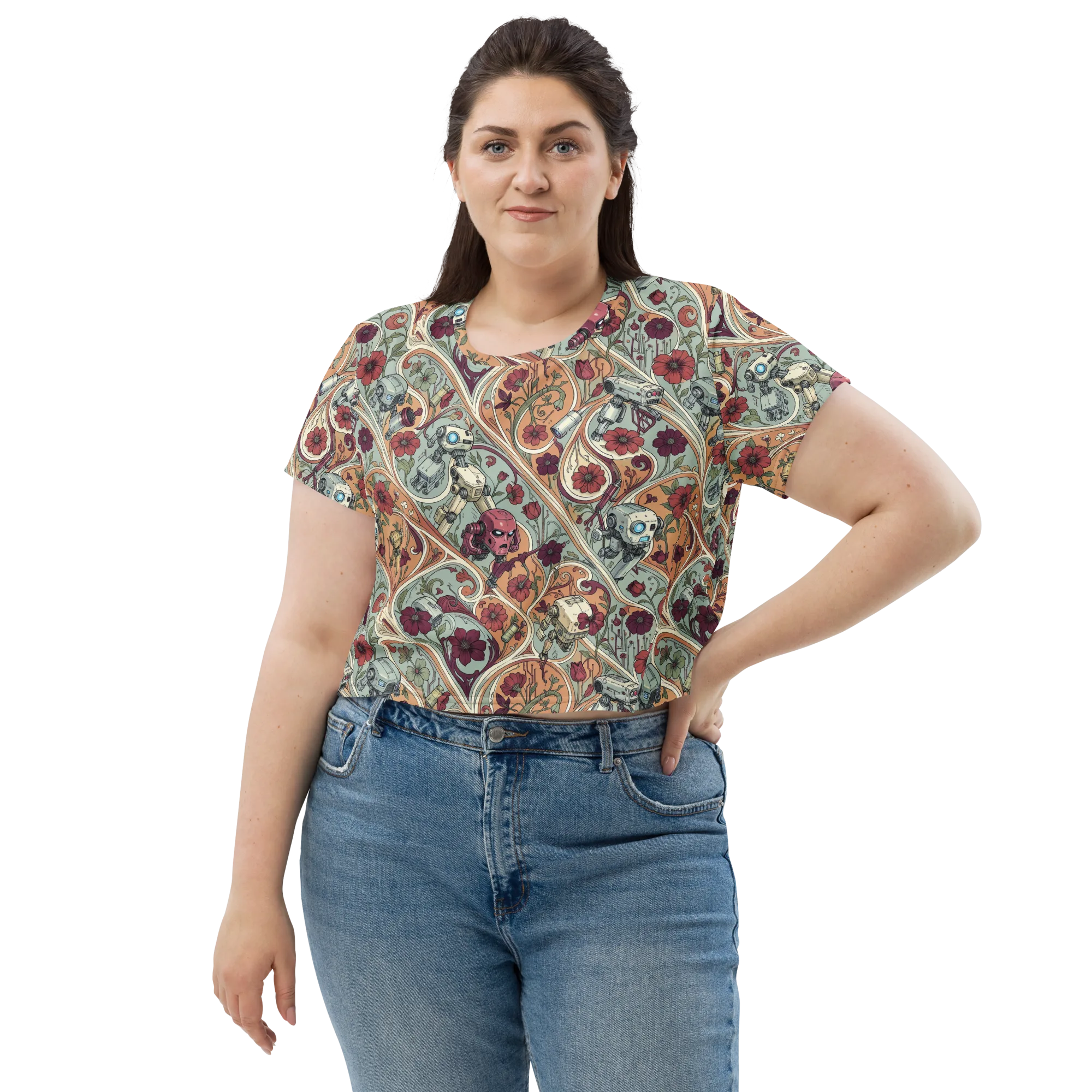 Clockwork Conservatory on Crop Tee — Front