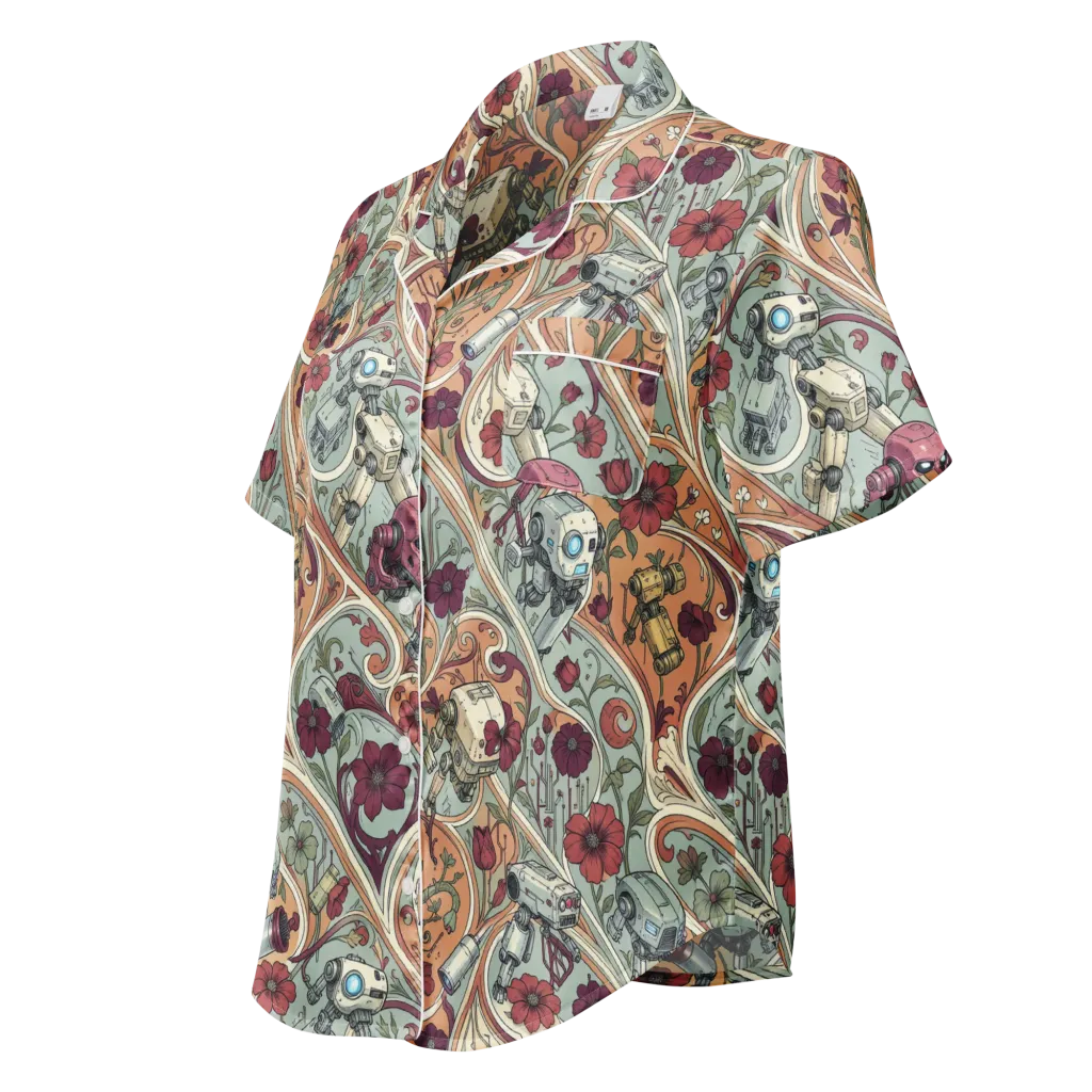 Clockwork Conservatory on Women's Short Sleeve Pajama Top — Left Front