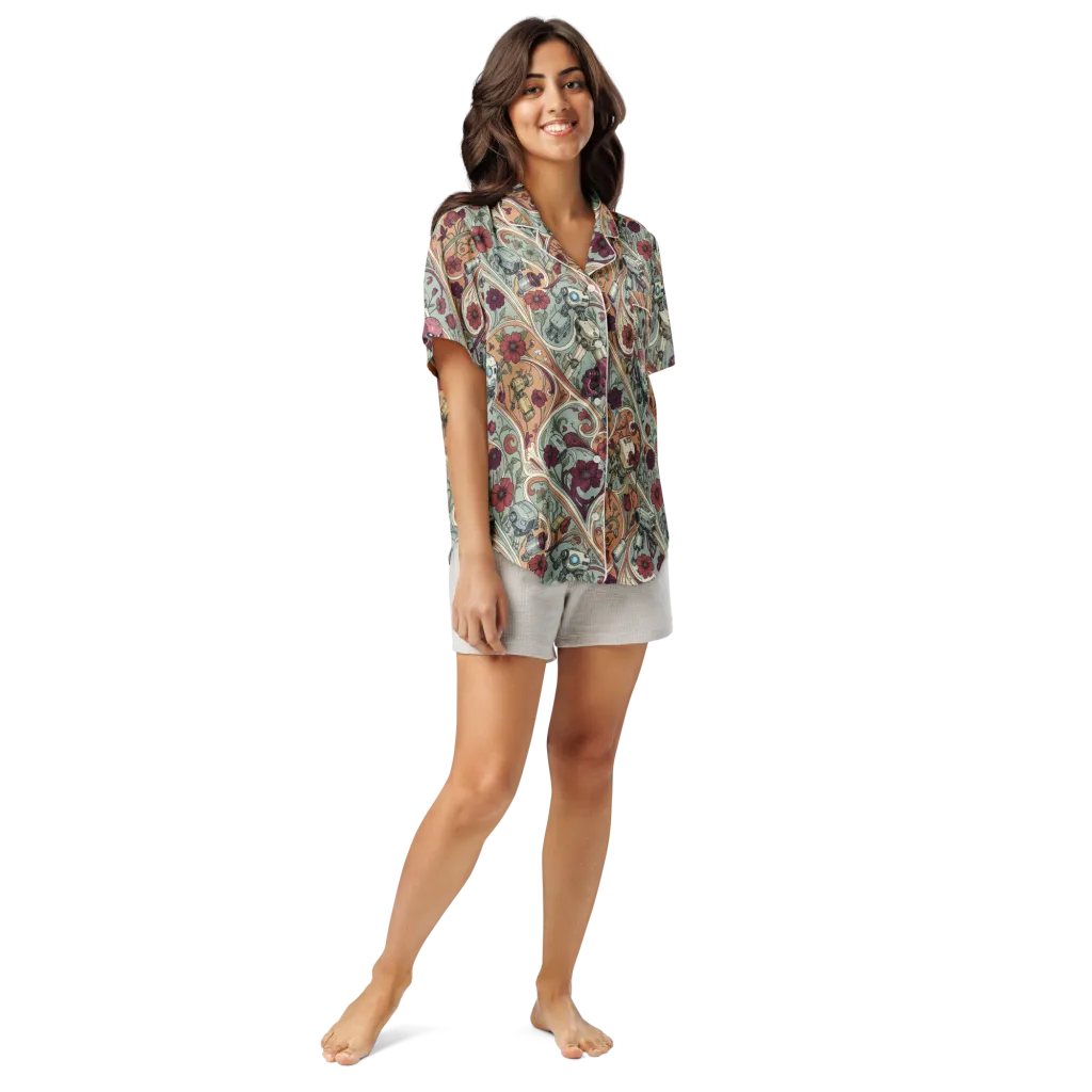 Clockwork Conservatory on Women's Short Sleeve Pajama Top — Front