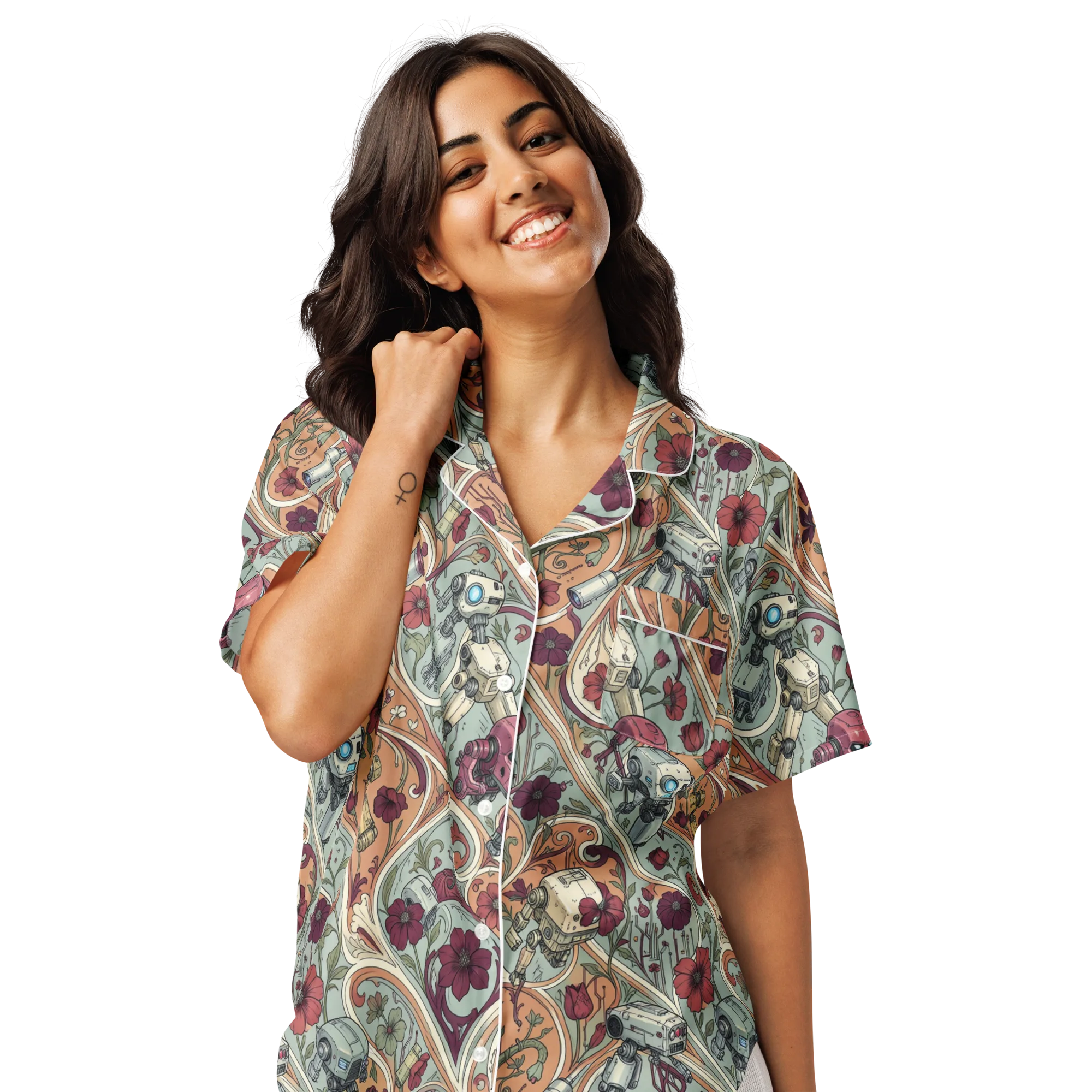 Clockwork Conservatory on Women's Short Sleeve Pajama Top — Front