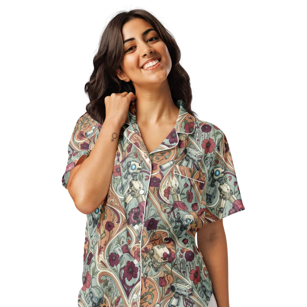 Clockwork Conservatory on Women's Short Sleeve Pajama Top — Front