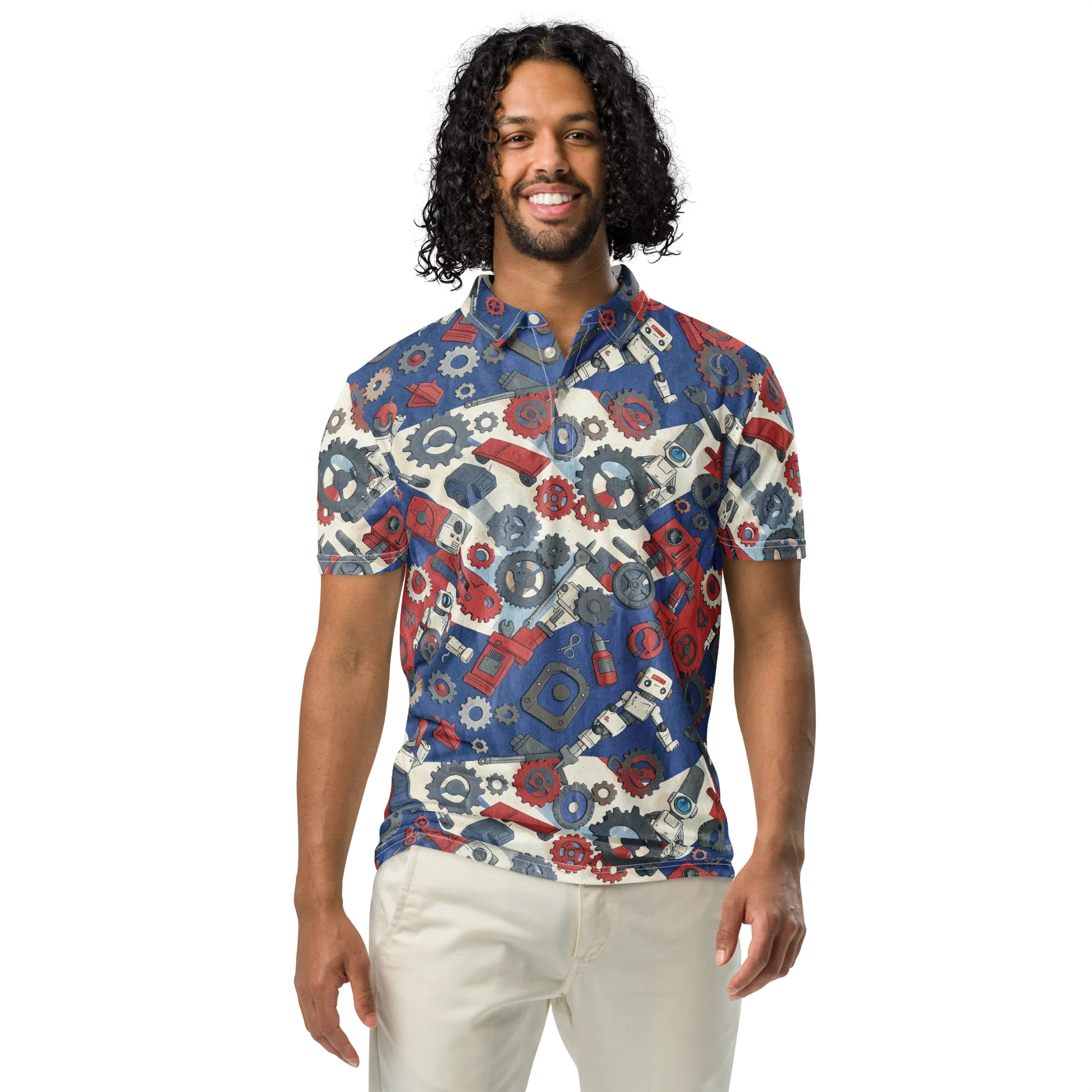 Clockwork Orbit on Men's Slim Fit Polo Shirt — Front